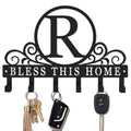 Metal Letter R Key Holder for Wall, Monogram Coat Rack Wall Mount, Key Hooks Perfect for Bathroom, Living Room, Kitchen, Office Ideal Wedding, Anniversary, Housewarming Gift (R) - style: R