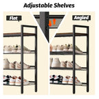 WIN4ALL Shoe Rack for Front Door Entrance, 4 Tier Shoe Rack for Entryway, 12-16 Pairs of Shoes, Metal Shoe Rack Organizer, Free Standing Shoe Rack for Closet (Black+Rustic Brown) - size: 4 Tier (11.81"D x 29.33"W x 30.31"H)