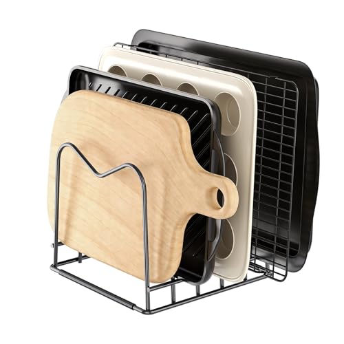 ORDORA Cutting Board Holder Stand Rack Organizer for Cabinet, 5mm Wire Storage Rack for Countertop, Baking Cookie Sheet Pan Organizer inside Cabinet, Chopping Board Holder for Pots, Lids and Skillets - size: 5-Slot 1 pack