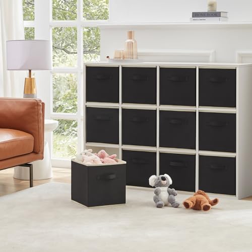 Lifewit Storage Cubes, Foldable Decorative Fabric Storage Baskets for Organizing Home Organizers with Handles for Shelves, Closet, 13 Inch Bins, 36L Black, 12 Packs - color: Black, size: 12pcs-13INCH