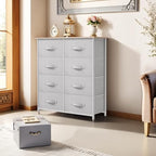 YITAHOME 8 Drawers Dresser - Fabric Storage Tower, Organizer Unit for Bedroom, Living Room & Closets - Sturdy Steel Frame, Easy Pull Fabric Bins & Wooden Top - color: Light Grey(new 2025)