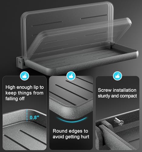 Aluminum RV Folding Wall Shelves 12 Inch Collapsible Fold Down Bookshelf for Camper - Small Foldable Trailer Interior Hidden Bedside Storage Rack 2 Pack - size: 2 Pack