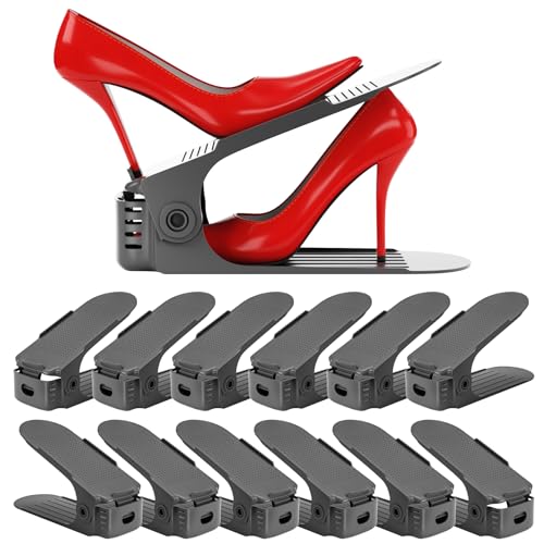 Neprock Shoe Slots Organizer, Shoe Rack Space Saver Organizador De Zapatos (12 Pack) Grey - color: Gray, size: 12 Pack