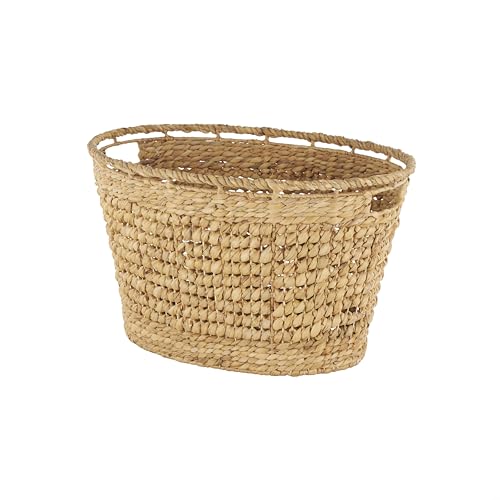 Deco 79 Seagrass Handmade Decorative and Functional Storage Basket Woven Oval Basket Organizer with Elevated Rim and Slot Handles, Basket for Storage 30" x 21" x 17", Brown - size: 30" x 21" x 17"