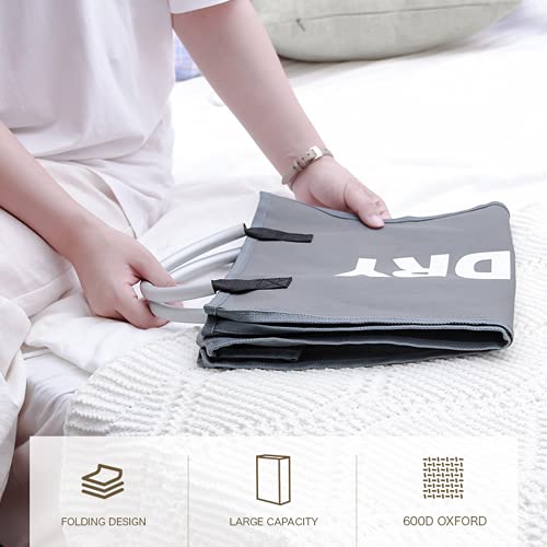 Laundry Basket, Durable Handles for Easy Carry, Collapsible Cloth Baskets, Hampers for College Dorms, Foldable Fabric Hamper Bags (Dark-Gray) - color: Dark-Gray