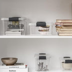 Superio Mini Deep Storage Organizer Bin with Lid X-Deep Small Clear Storage Box with Latch for Home, Kitchen, Garage- Store Toys, Food, Supplies, and Hair Accessories (2.4 Quart) - size: 8" x 5.5" x 5"