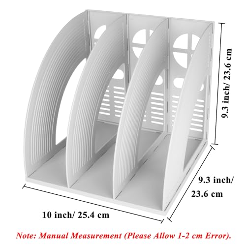 SAYEEC 2Pcs Magazine Holder Plastic File Sorter Binder Holder for Desk Folder Organizer Stand Book Shelf Dividers Vertical Filling Storage Rack Desktop Bookshelf Display Box for Office School (Grey) - color: 2 Pcs Grey-3 Sections