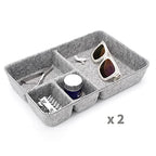 Welaxy Junk Drawer Organizer bin 4 Compartments Office Organizers Bins Felt Trays Drawers 2 dividers Multi-Purpose Storage (Grayx2) - color: Grey x 2