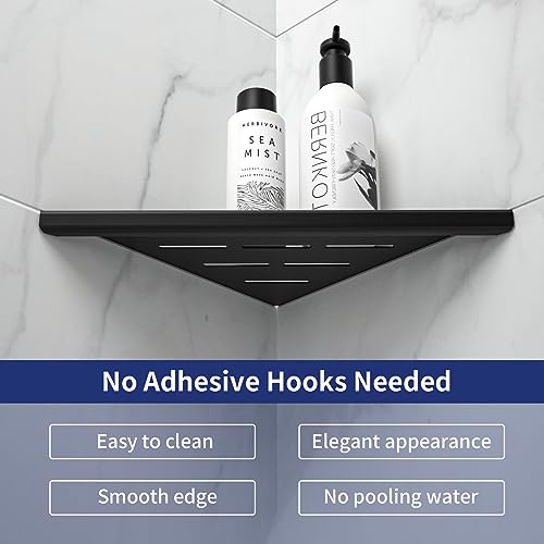 8'' Corner Shower Shelf 2PCS, 304 Stainless Steel Bathroom Shelves for Tiled Wall, Grout in Shelf Rack (8'', Black) - color: Black, size: 8''