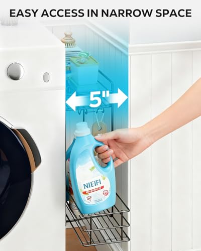 Nieifi Magnetic Shelves for Washing Machine, Heavy Duty, 2 Tier Magnetic Laundry Organizer, Dryer Sheet Holder for Laundry Room Storage, Black - color: Black