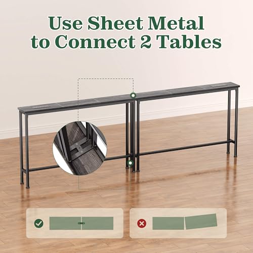 SUPERJARE 78.8 Inch Narrow Console Table with Outlet, Sofa Tables, Behind Couch Table, Long Entryway Tables with Charging Station, for Living Room, Charcoal Gray - color: Charcoal Gray, size: 5.7''D x 78.7''W x 29.7''H