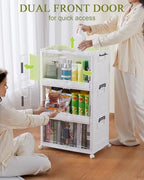OlarHike 144QT Lockable Storage Bins with Lids - Folding Storage Cabinet with Doors and Wheels, Collapsible Plastic Box for Closets, Office, Stackable Organizer and Containers, Gifts, 3 Pack Cubes - size: 48QT-White, style: 3Pack