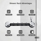 No Drill Adhesive Shower Caddy, Reusable Wall Mount Organizer with Adjustable Shower Head Holder, 20 LBS Max Load Rustproof Bathroom Storage Rack with 4 Hooks, Polished Chrome - color: Polished Chrome