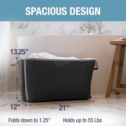 CleverMade Collapsible Laundry Basket 2 Pack – 60L (16 Gal) Foldable Clothes Hamper with Reinforced Handles, Space Saving Fabric Laundry Bin, Holds 55 lbs, Flat Folding for Home & Travel - Black - color: Black Gray