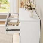 Jocoevol White 6 Drawer Dresser for Bedroom, 15.3" D x 47.2" W x 32.3" H in Simply Modern Chest of Drawers, Wood Storage Double Dresser with Deep Drawers for Living Room, Hallway Entryway, White - color: White