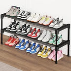 SAN HE Long Shoe Rack-Shoe Organizer 2 Tier Shoe Rack for Closet Front Door Entryway Garage, Stackable Free Standing and Freely Combinable Shoe Storage, Space Saving Small Shoe Shelves.