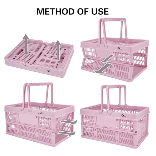 20 Liter Folding Storage Basket, Collapsible Plastic Folding Box, Storage Crates for Home, Office, Garage (Pink) - color: Pink