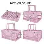 20 Liter Folding Storage Basket, Collapsible Plastic Folding Box, Storage Crates for Home, Office, Garage (Pink) - color: Pink