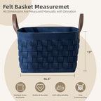 boldmonkey Blankets Basket 16.5 " x13 x13 , Extra Large Rectangular Laundry Hamper with Leather Handle, Soft Dog Toy Basket for Storage-Navy Blue - color: Navy Blue