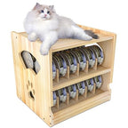 Wood Cat Can Organizer for Pantry, 2 Tier Stackable Can Storage Rack for Kitchen Counter And Cabinet Cat Food Storage Container Holds 36 (3oz) Cans FIFO Design
