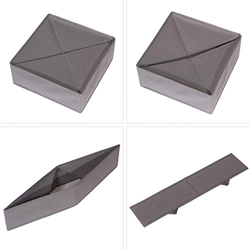DIOMMELL 4 Pack Foldable Cloth Storage Box Closet Dresser Drawer Organizer Fabric Baskets Bins Containers Divider for Clothes Underwear Socks Lingerie Clothing, M Grey 40-0000 - color: Grey