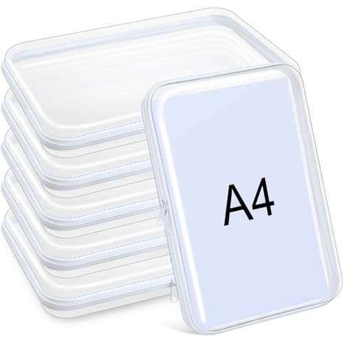 Sanwuta 6 Pcs Clear Hard Zipper Case Plastic Zipper Pouches Transparent Makeup Bag Pencil Case Pouches Toiletry Diaper Bag for Travel Toy Storage Organizer Bins(White,12.6 x 9 x 2 Inch) - color: White, size: 12.6 x 9 x 2 Inch