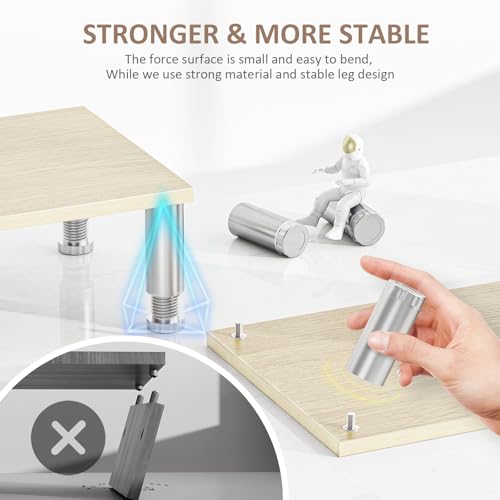 AX Waber Dual Monitor Riser - Adjustable Length & Angle, Wooden Stand for 2 Monitors with Storage - color: Light