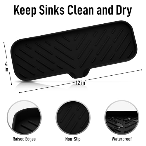 Zulay Kitchen Large Silicone Sponge Holder (12x4) – Flexible Sink Organizer Tray for Kitchen & Bathroom – Multipurpose Soap Dish for Sponges, Makeup, Trinkets & More (Black) (Pack of 2) - color: Black, size: Large (12x4) (Pack of 2)