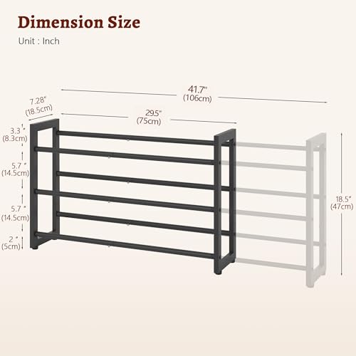 FAVOOSTY 3-Tier Expandable Shoe Rack, Adjustable Shoe Shelf Storage Organizer Space Saving Metal Free Standing Shoe Rack for Entryway Closet Doorway, Black - color: Black, size: 3 Tier