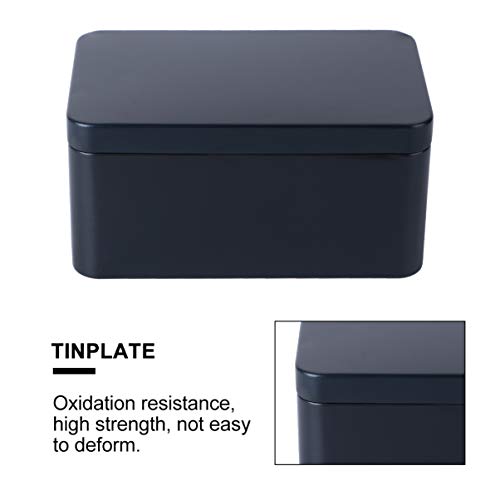 DOITOOL Metal Container Rectangular Tin Box Metal Tin Box with Lids, Empty Box Containers Portable Tea Storage for Tea Candy Candle Jewelry, Black (13x8x6cm) Small