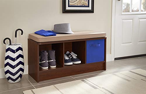 ClosetMaid 1309 3-Cube Storage Bench, Dark Cherry with Tan Cushion - color: Dark Cherry With Tan Cushion