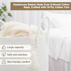 CLHMILY&Z Laundry Hamper Round Storage Rope Basket (White, 60L) - color: White, size: 60L