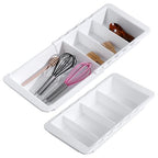 2 PCS Sliding Drawer Tray with Adjustable Dividers, Expandable Kitchen Storage Organizer, Sliding Drawer Bin, Expandable Drawer Organizer, Drawer Organizer Trays For Utensils, Flatware, Junks