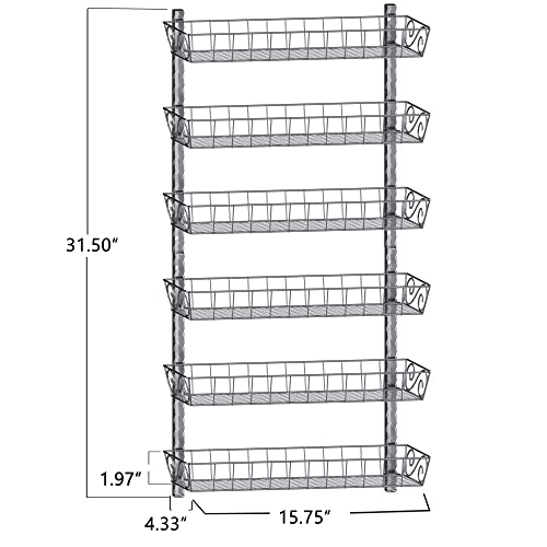SWOMMOLY Adjustable Wall Mount Spice Rack, 6-Tier Dual-use (Multi-use) Organizer, Silver - color: Silver, size: 6-Tier