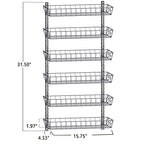 SWOMMOLY Adjustable Wall Mount Spice Rack, 6-Tier Dual-use (Multi-use) Organizer, Silver - color: Silver, size: 6-Tier
