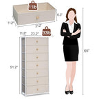 Crestlive Products Tall Dresser, 7-Drawer Wide Fabirc Storage Tower, Chests of Drawers - Vertical Organizer Unit for Bedroom, Hallway, Entryway, Nursery, Wood Top, Closets with Handles (Beige) - color: Beige, style: Wide-7 Drawers