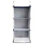 Household Essentials Hanging Cotton Blend Closet Organizer with 3 Storage Shelves, Denim - color: Denim