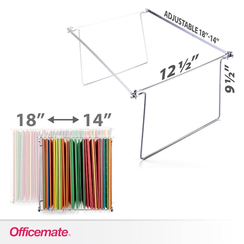 Officemate Hanging File Frame, Letter Size, Adjustable 14 to 18-Inches, 2 Count (Pack of 1),Silver, 91990 - size: 2 count (Pack of 1)