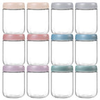 NETANY 12-pack 16oz Glass jars with Airtight Lids, Overnight Oats Containers with Lids, Wide mouth Mason Salad jars, Glass Food Storage Containers for Snacks Yogurt Spice Sugar - color: Multicolor-12pack-16oz