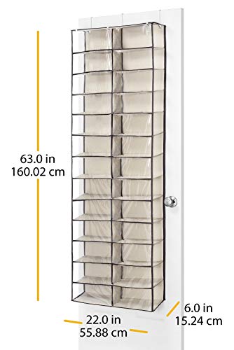 Whitmor Over the Door Shoe Shelves - size: 26 Pocket Transparent & Beige