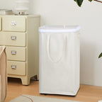 DOKEHOM 90L X-Large Laundry Basket with Removable Wash Bag on Wheels, Collapsible Rolling Laundry Hamper, Foldable Clothes Organizer, Folding Washing Bin (Beige) - color: Beige, size: X-Large Pro 29"