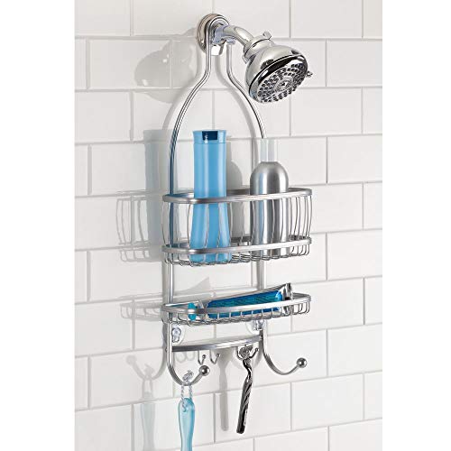iDesign Metal Extra-Wide Hanging Shower Caddy, The York Collection – 10" x 4" x 22", Silver - color: Silver