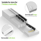 Bamboo Kitchen Drawer Organizer, Expandable Silverware Organizer with Removable Knife Block, 6-8 Slots- Utensil Holder & Cutlery Tray Drawer Dividers, 2.36" Deep for Extra Capacity, White - color: White
