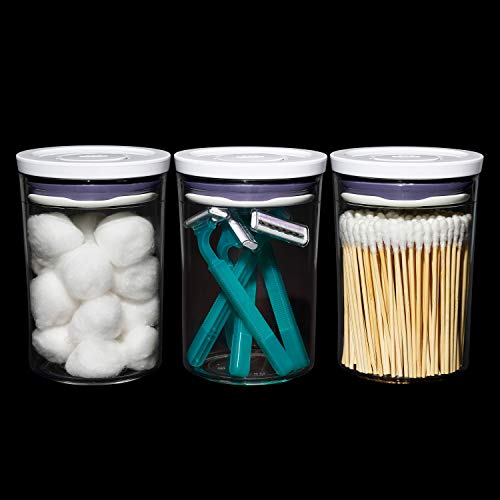 OXO Good Grips Round 3-Piece Mini Round POP Canister Set - size: 3 pack - 0.6 qt, style: Plastic Bath Set