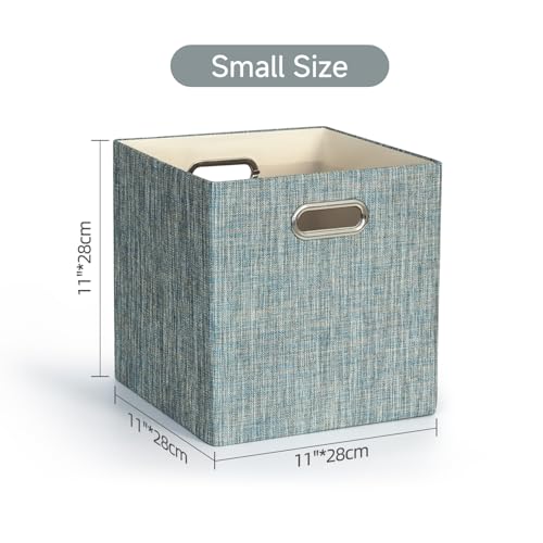 Posprica Storage Basket Bins,13×13×13 Foldable Storage Boxes Fabric Drawer Cubes for Closet Shelf Cabinet Bookcase - Set of 4,Teal - color: Teal, size: 13×13×13/4pcs