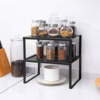 NEX Kitchen Cabinet and Counter Shelf Organizer, Expandable & Stackable, Black - color: Black