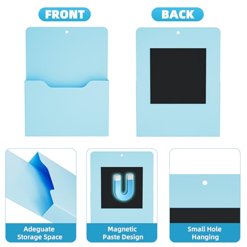Magnetic File Holder - Magnetic Paper Holder, Pocket Organizer Office Supplies Storage Mail Organizer for Notebooks,Planners,Letter (Blue) - color: Blue Holder-L