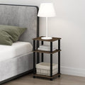 Furinno Just 3-Tier Turn-N-Tube Open Storage Nightstand, 1-Pack, Plastic Poles, Columbia Walnut/Black - color: Columbia Walnut/Black, size: 1-Pack, style: 1-Pack