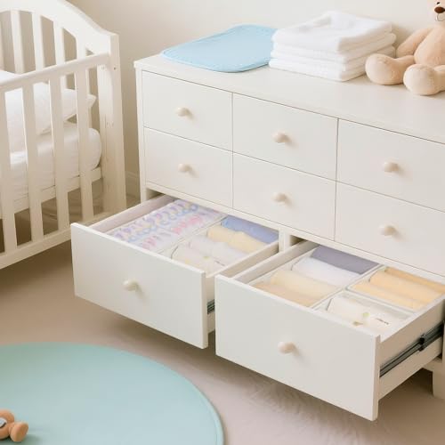 Criusia Drawer Organizer Clothes, 10 Pack Dresser Organizer for Baby Clothes, Underwear, Sock- Foldable Closet Organization and Storage Dividers Bins for Nursery, Bedroom (Oatmeal) - color: Oatmeal, size: 10PACK
