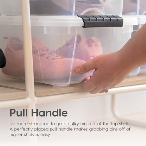 IRIS USA 32 Qt Stackable Plastic Storage Bins with Lids, 4 Pack - BPA-Free, Made in USA - See-Through Organizing Solution, Latches, Durable Nestable Containers, Secure Pull Handle - Clear - color: Clear, size: 32 Qt, style: 4 Pack